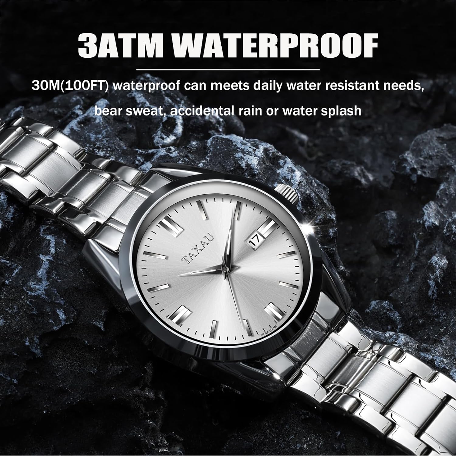 Mens Silver Watch Luxury Minimalist Dress Watch Classic Waterproof Watches for Men Analog Quartz Stainless Steel Men's Wrist Watches with Date Luminous Relojes para Hombres - Image 2