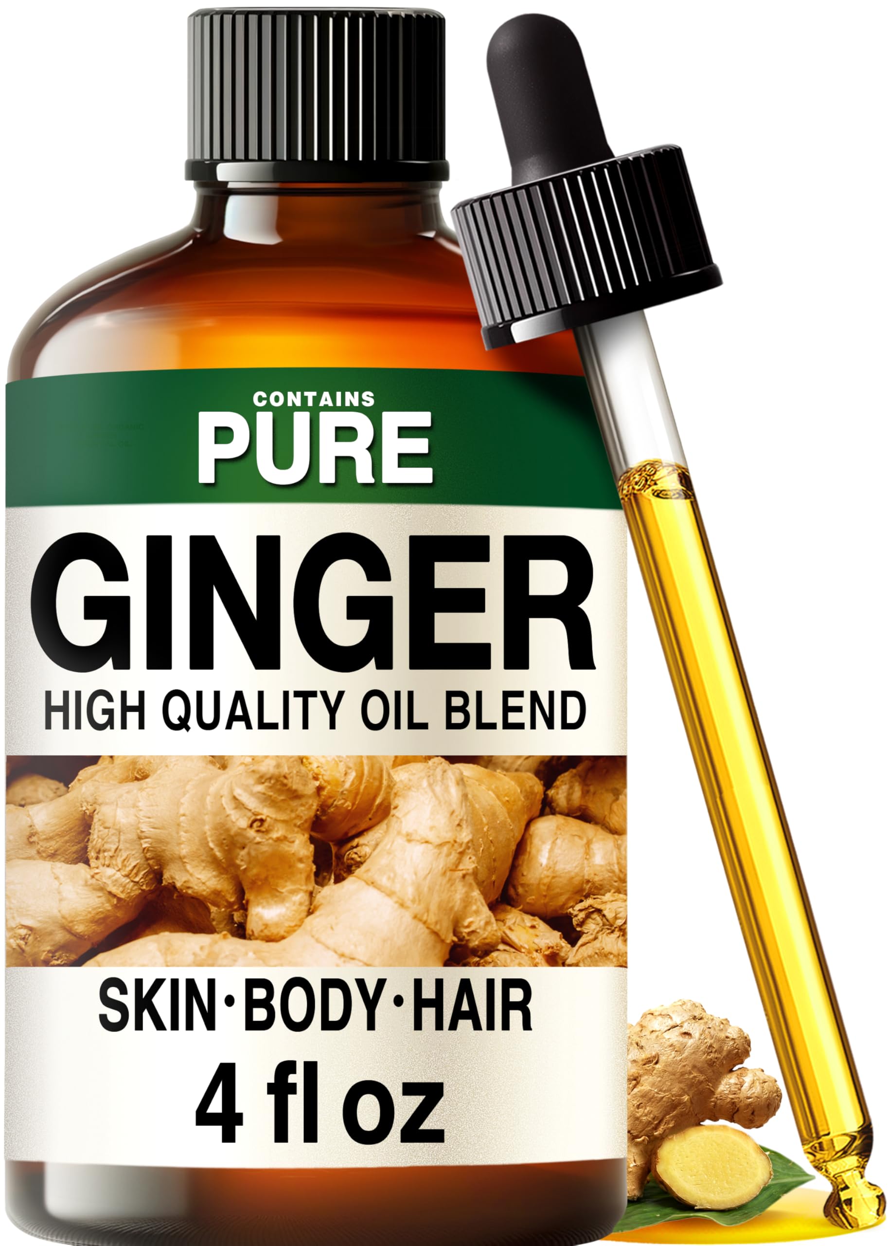 KUKKA Ginger Essential Oils - 4 Fl Oz - for Hair, Skin, Diffuser, Aromatherapy & DIY Soap Making Scent
