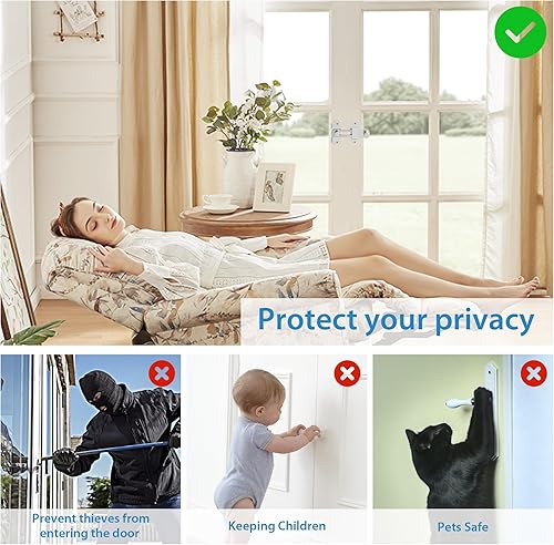 Miniatura 50 de Alise Cerradura de puerta de 4 pulgadas, cerradura de puerta de seguridad para valla de madera de granero, puertas francesas deslizantes, accesorios