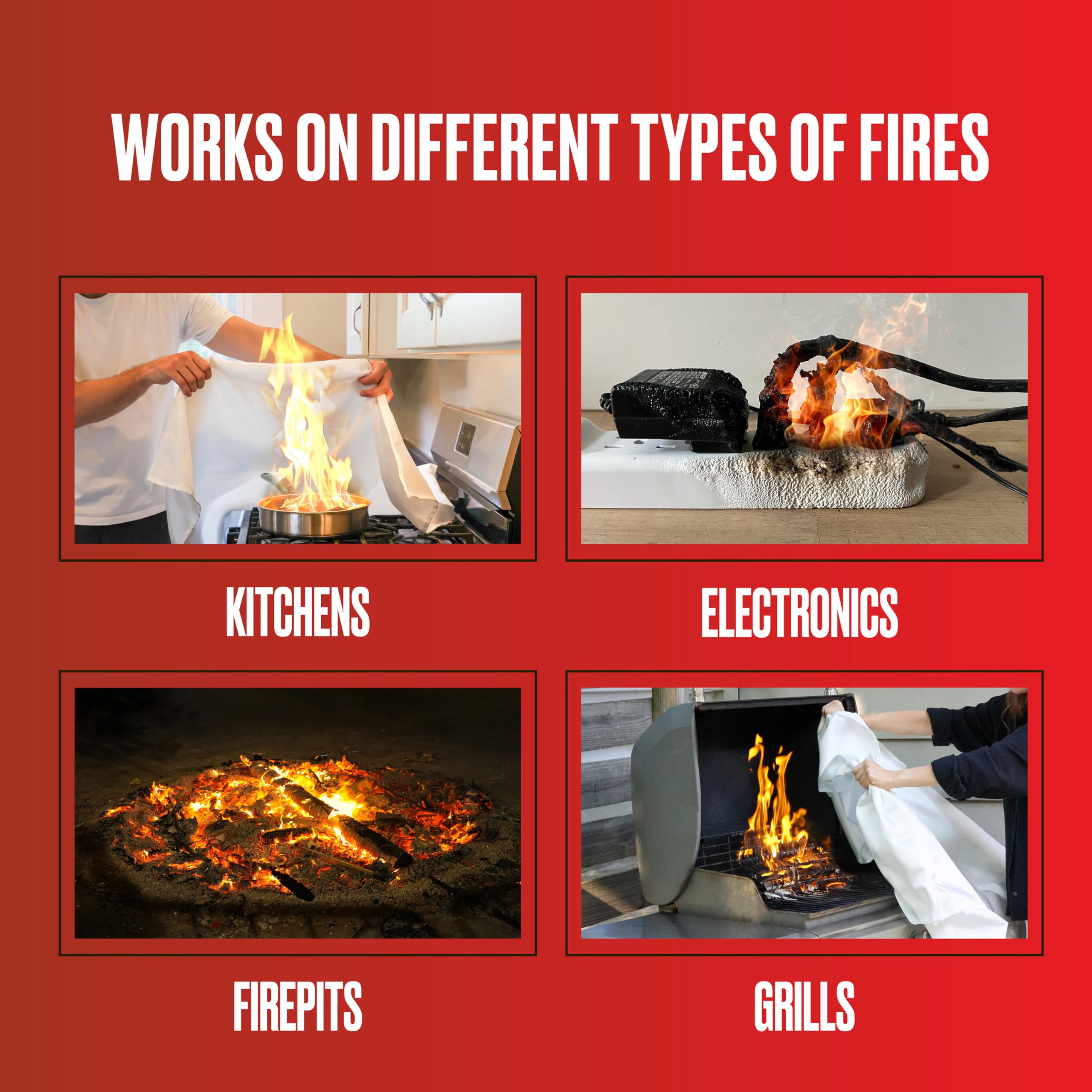Big Time Products, Llc Manta de fuego de defensa premium, manta de incendios de emergencia, extintor, supresión de llama, fibra de vidrio