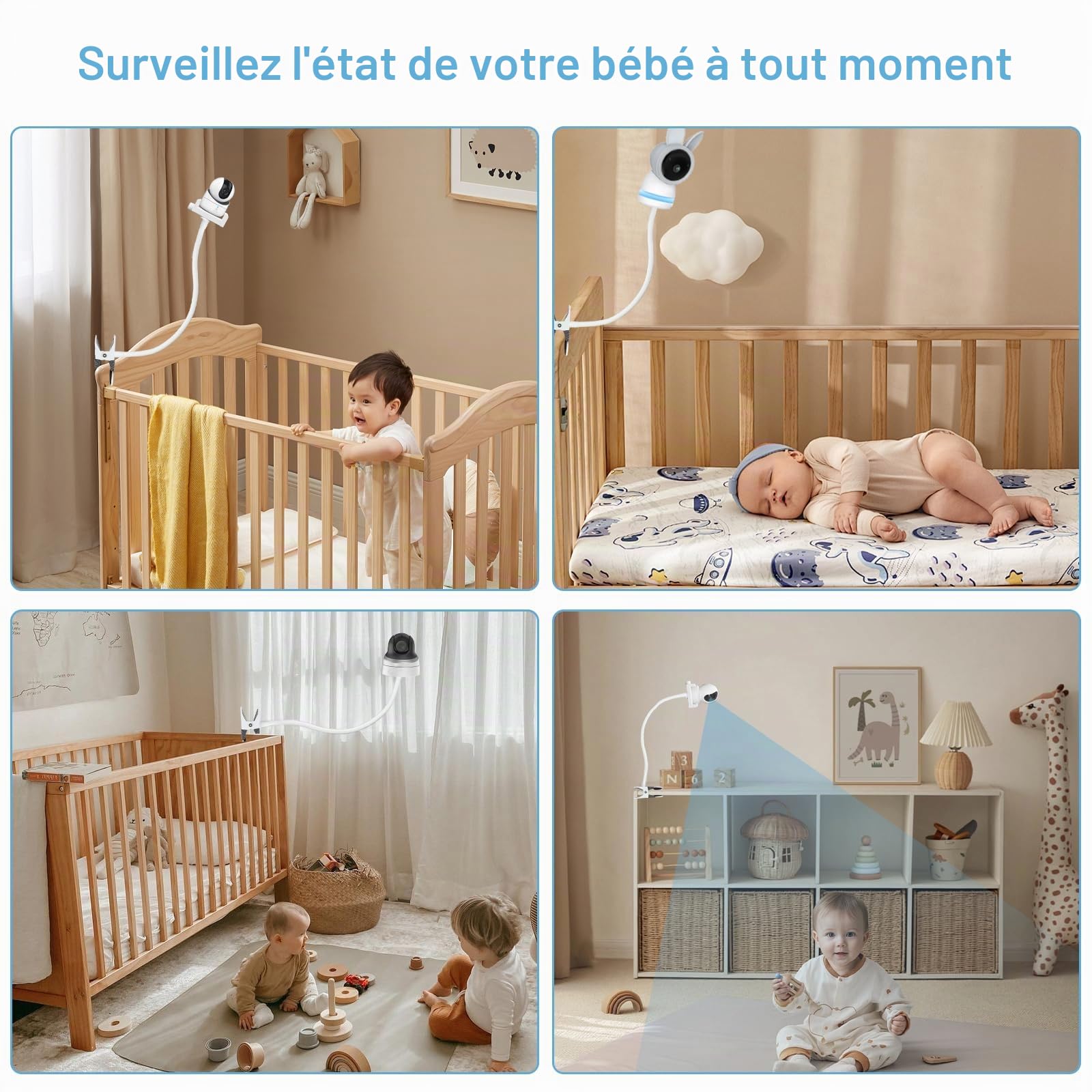 Support universel pour babyphone - Support de caméra pour bébé - Accessoire compatible avec la plupart des babyphones
