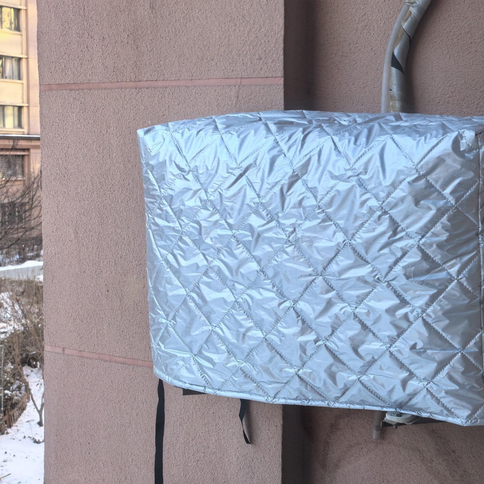 Funda de aire acondicionado para exteriores, impermeable, con cordón, tela de buey duradera, diseño de cobertura completa, se adapta a la mayoría de unidades de CA de ventana estándar (90 x 40 x 60 cm