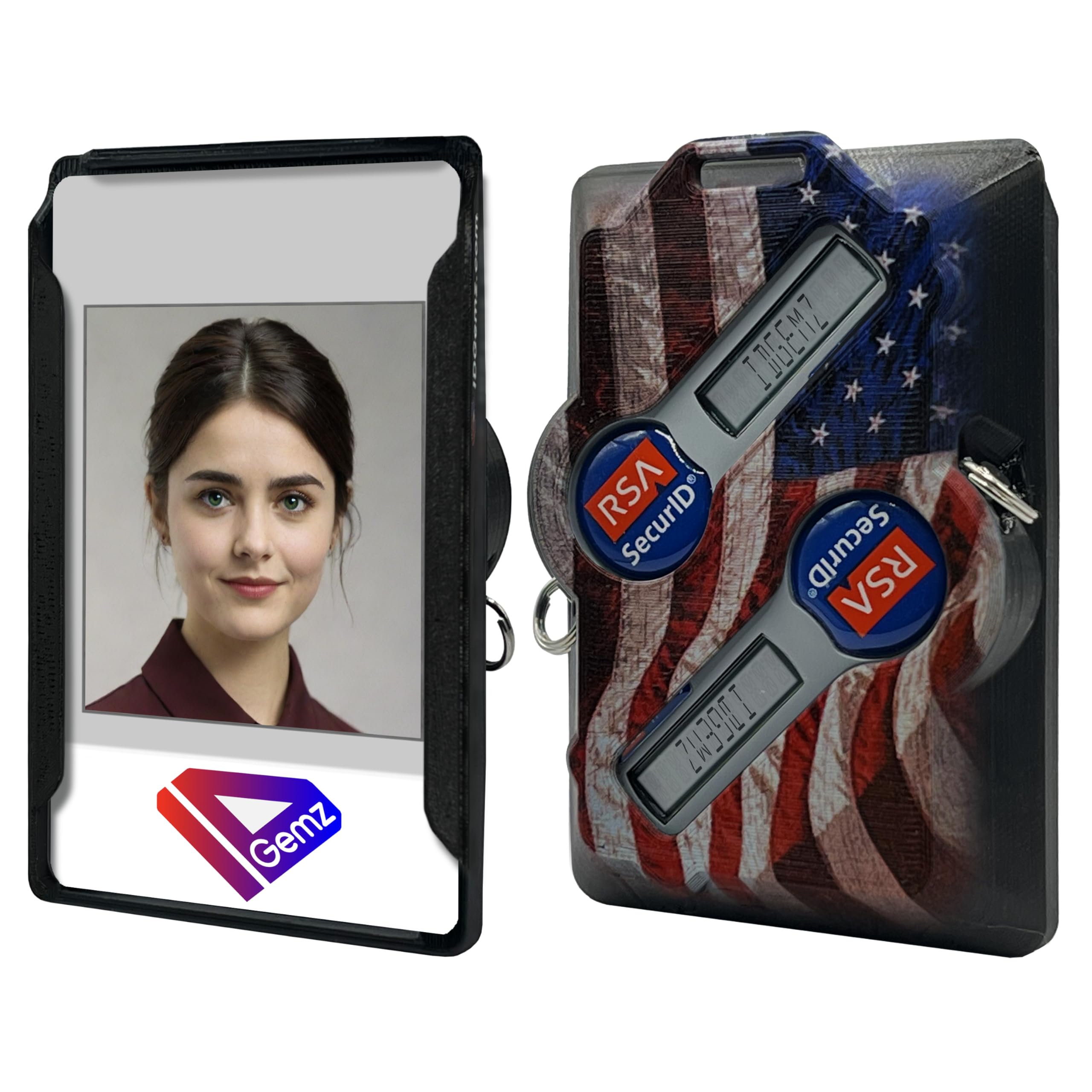American Flag Badge Holder for RSA SecurID Tokens - Holds up to 3 Badges (Holds 2 Tokens)