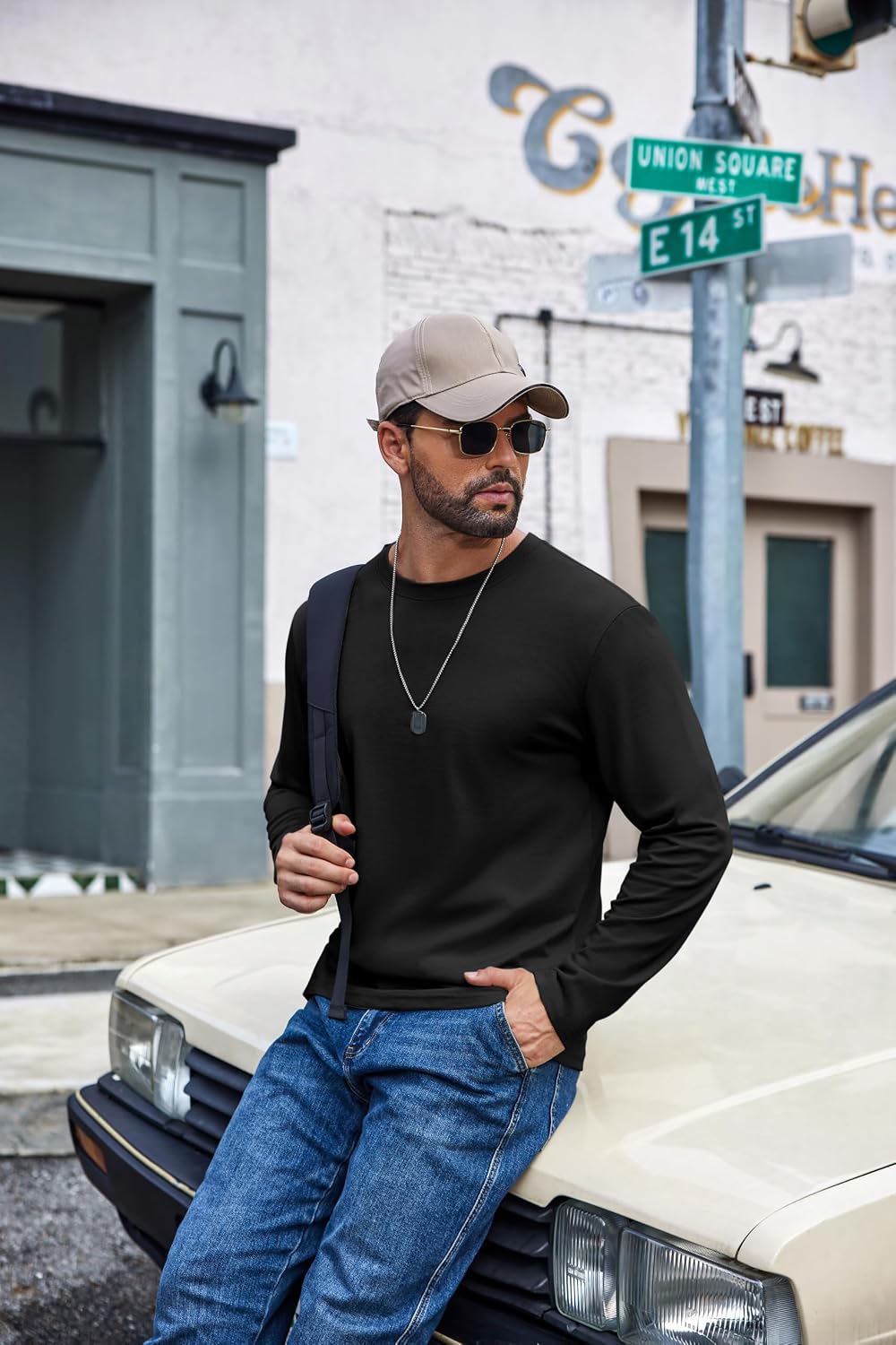 COOFANDY Mens Long Sleeve Shirts Crew Neck Cotton T-Shirt Casual Shirts image 4