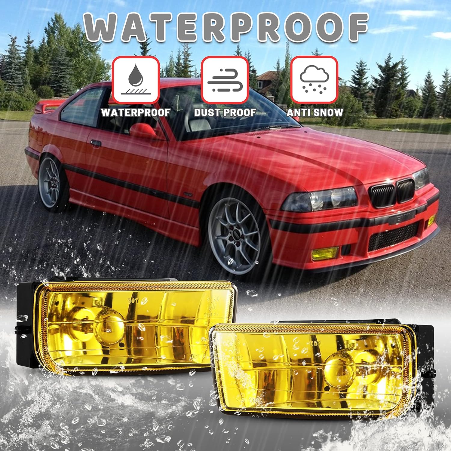 AUTOWIKI Fog Lights Compatible for BMW 318is 318i 318ti 320i 325is 325i 323is 323i 328is 328i 1992 1993 1994 1995 1996 1997 1998 1999 M3 E36 3 Series Lamp Amber Yellow