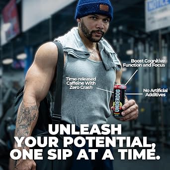 Underdog Performance Energy Drink, Strawberry Lemonade, Nootropics, Green Tea Extract, Citrulline, Clean, Sugar Free Fast & Slow Release 249mg Caffeine per Serving, No Artificial Additives, 12 Pack