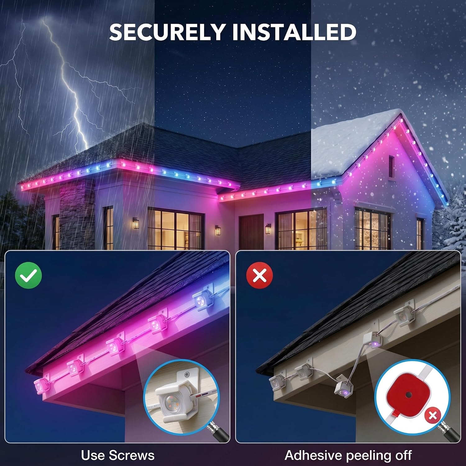 45°Angle Light Clips for Govee Outdoor Lights with Power Bracket