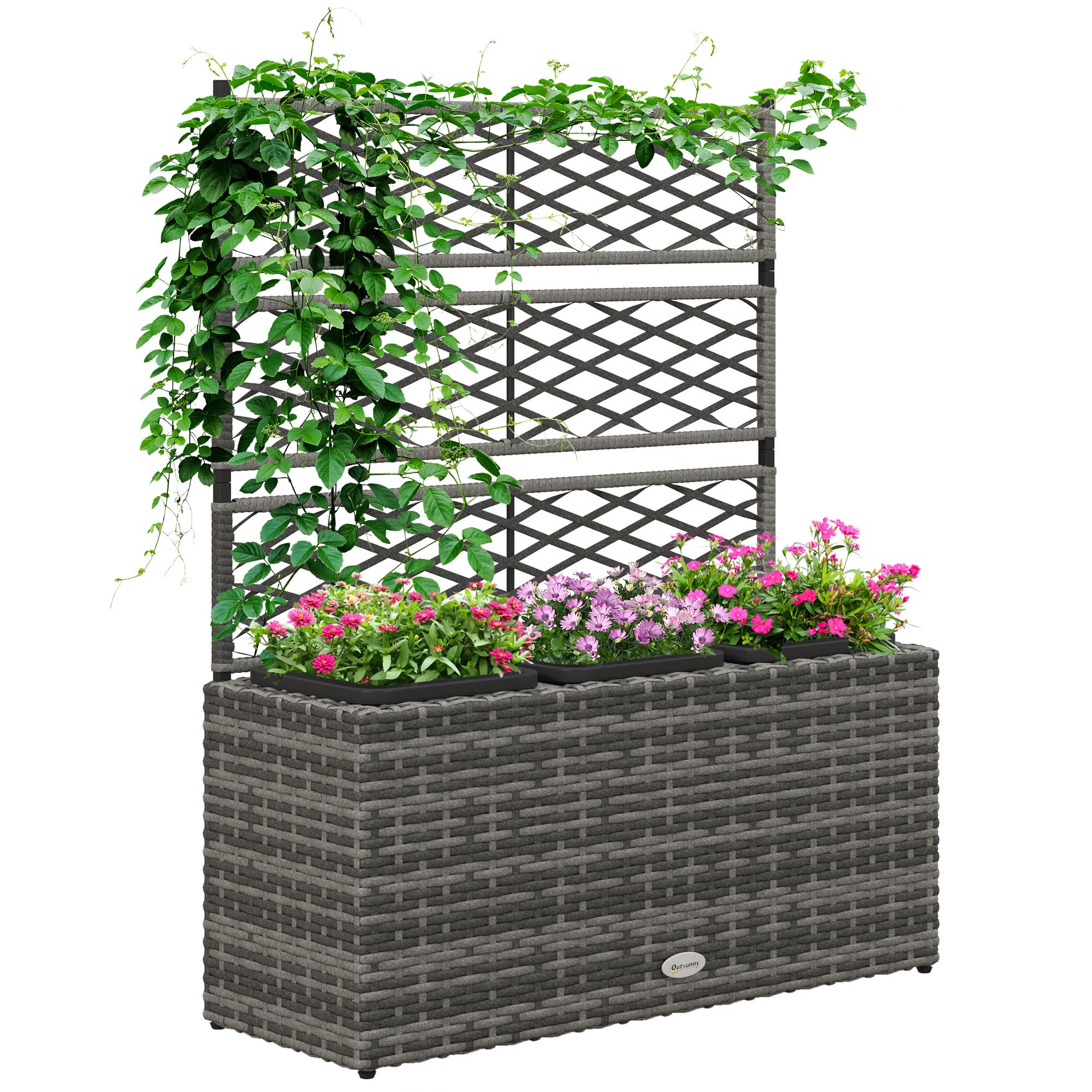Outsunny Aiuola Rialzata Con Mini Serra – Fioriera In Metallo Con Coperchio, Per Erbe E Verdure, Balcone E Giardino, Verde E Grigio
