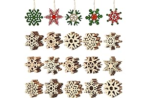 100 Pack Snowflake Unfinished Wood Ornaments for Xmas Tree