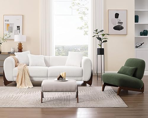Vista 21 de Morden Fort Juego de Sofá Cloud de 2 Piezas, Juego de Sofá Moderno Sherpa Boucle con Patas de Madera, Sofás Cómodos Tapizados Minimalistas Amigables