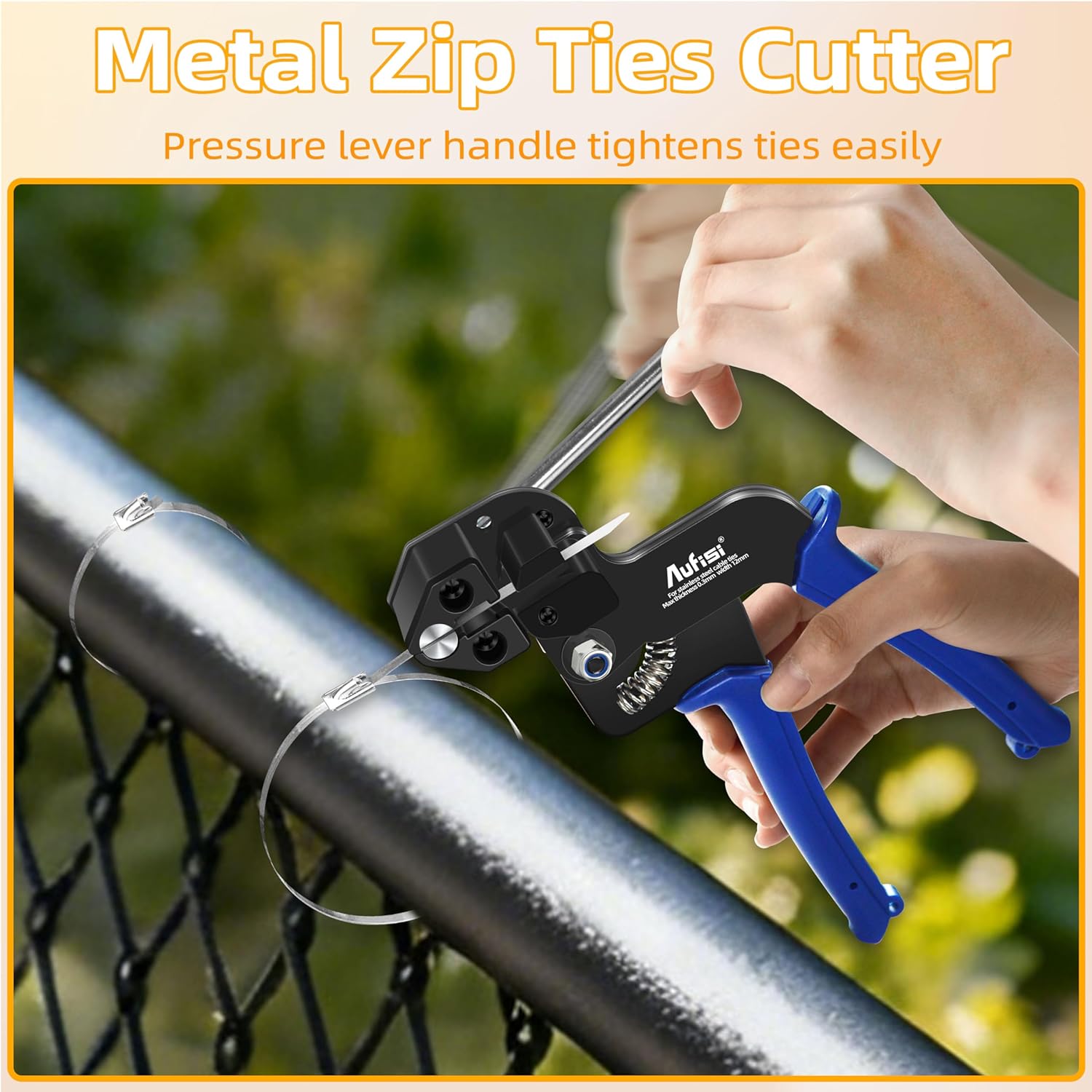 Stainless Steel Cable Tie Gun, 300PCS 304 Metal Zip Ties Heavy Duty Outdoor, 200LBS Tensile Strength & UV Resistant for Vehicles Exhaust Wrap Wire Fence Chicken Coop
