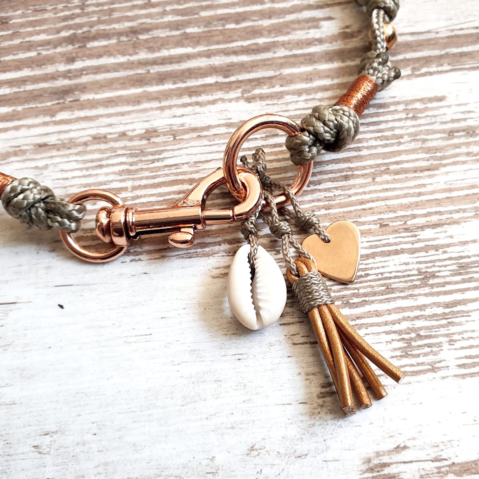 EM-Keramik Kette *Gipsymee* Chichi Ivory - edles Tau Schmuckhalsband für Hunde - Taupe und Rosegold