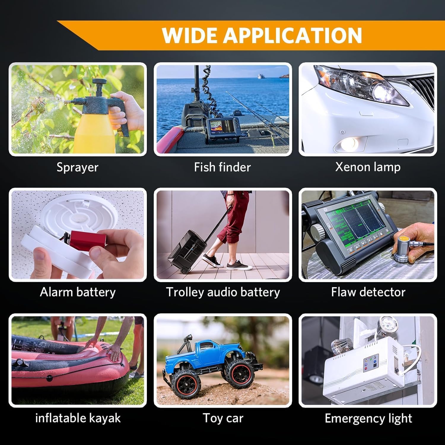 GOLDENMATE 12V 12Ah LiFePO4 Lithium Battery, 5000+ Deep Cycles Rechargeable Battery, Built-in 12A BMS, Lithium Iron Phosphate for Fish Finder, Marine, Power Wheels, LED Light, Camping - Image 6