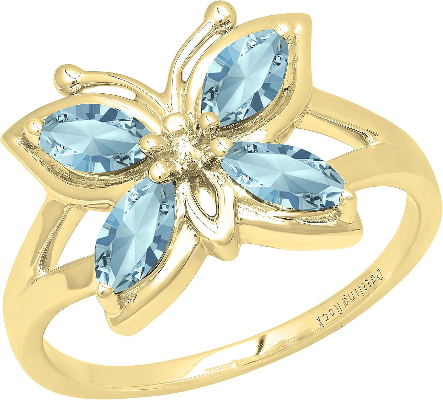 Dazzlingrock Collection 6X3mm Marquise Gemstone Women Split Shank Right Hand Butterfly Ring, in Real Solid Gold & 925 Sterling Silver