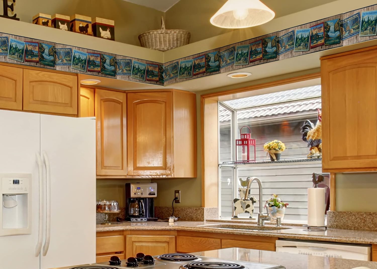 CONCORD WALLCOVERINGS ™ Wallpaper Border Travel Pattern Yellowstone Colorado Rio Grande Lodge Posters for Living Room Social Room Cottage, Multicolored, 9.5 Inches by 15 Feet LM9030B image 2