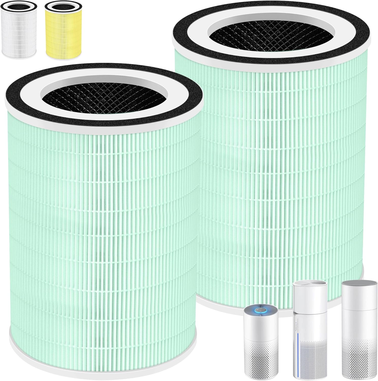 Kilo True HEPA Toxin Absorber Replacement Filter for Afloia Air Purifier Kilo,Kilo Plus,Kilo PRO,MIRO,MIRO PRO and MORENTO MR-Kilo/Kalo,360° 3-Stage Filtration,2 Pack,Green