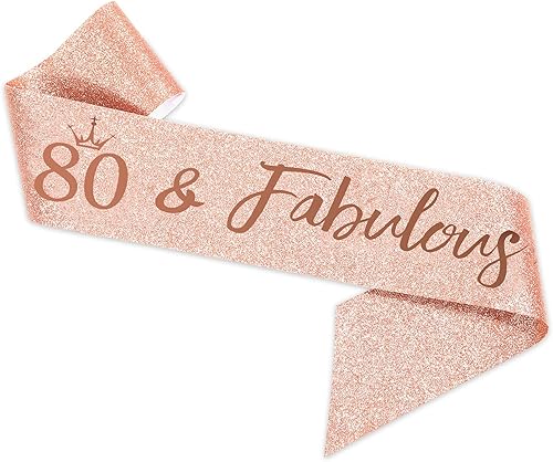 Miniatura 4 de Tiara y banda de cumpleaños de oro rosa para mujer, fabuloso recuerdo de fiesta de cumpleaños número 80