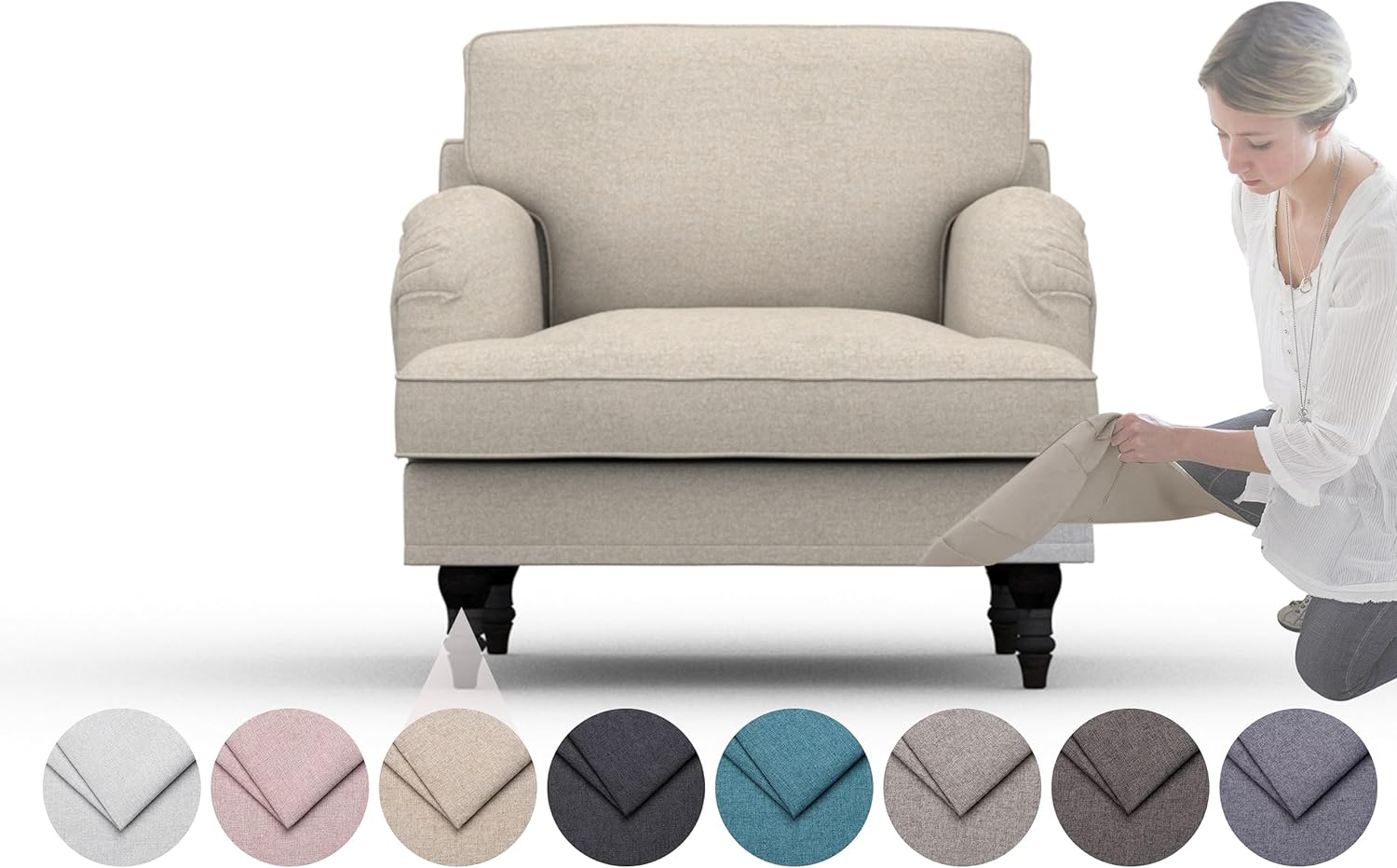 comfortly | Cover for Stocksund Armchair, Replacement Slipcover, Heavy Duty 5 pcs Cover, Pets and Stain Proof Durable Nano-Tech Fabric, Easy to Clean & Replace (Cashmere Blends - Beige)