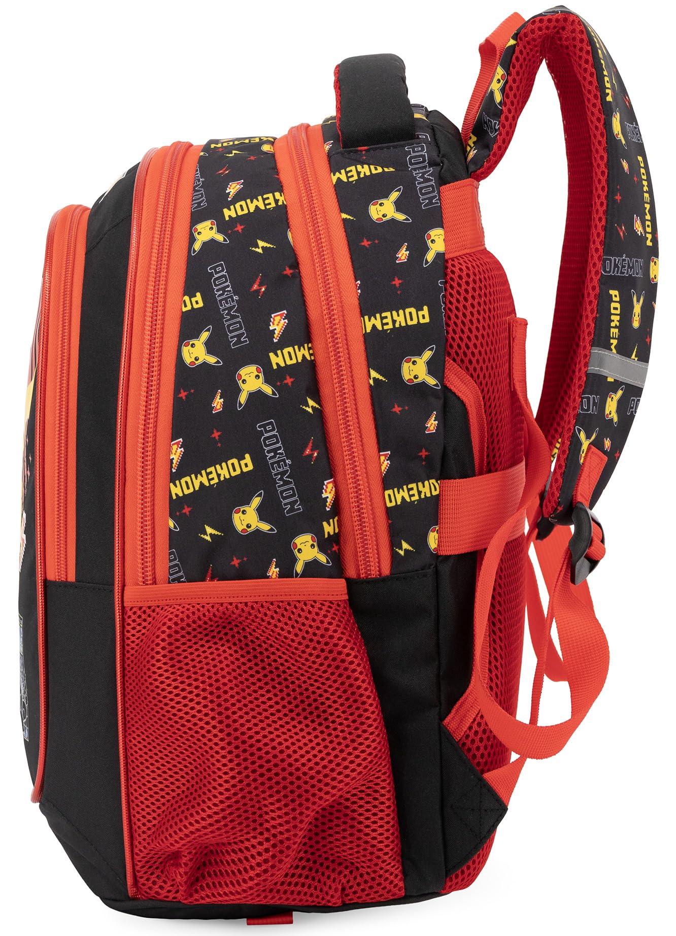 Clondo Plecak szkolny dla dzieci o wymiarach 43 x 33 x 20 cm – ergonomiczny plecak do szkoły podstawowej, wyściełane plecy, kieszenie na butelki, duża pojemność i wspaniały design, Pokemon Retro