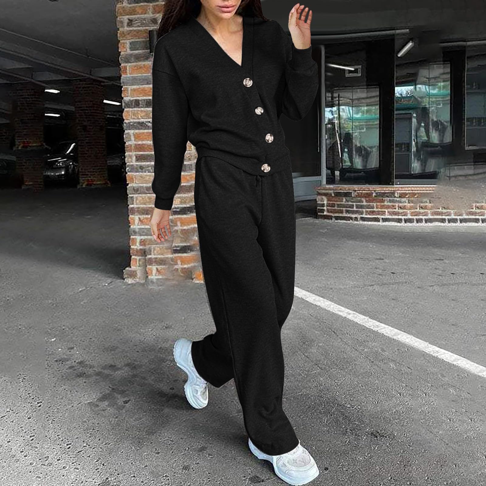 Tuta per il tempo libero da donna, in cotone, 2 pezzi, elegante, grandi dimensioni, set da spiaggia, leggero, top e pantaloni, tuta da casa, set loungewear
