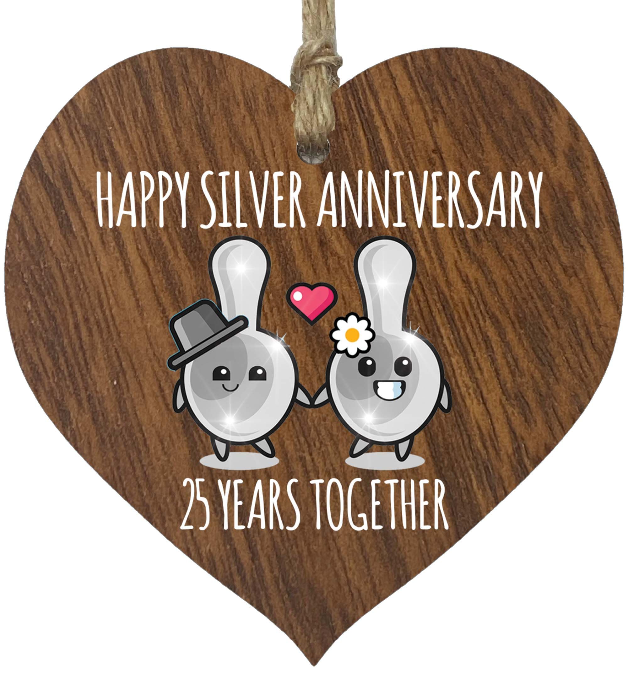 25th Wedding Anniversary Wooden Heart Plaque for Wife or Husband