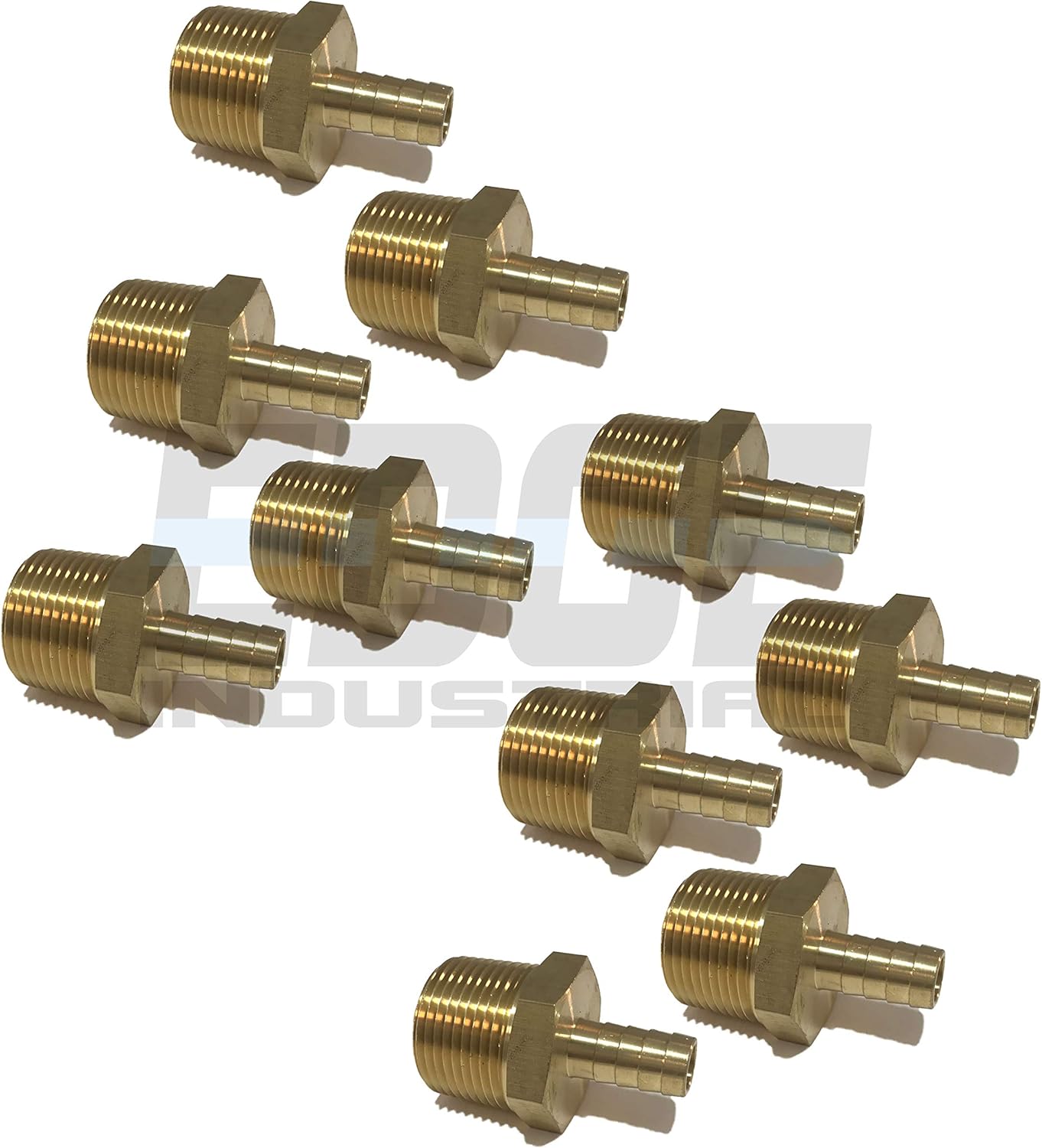 1/2" Hose ID to 1" Male NPT MNPT Straight Brass Fitting Fuel/AIR/Water/Oil/Gas/WOG (Qty 10)