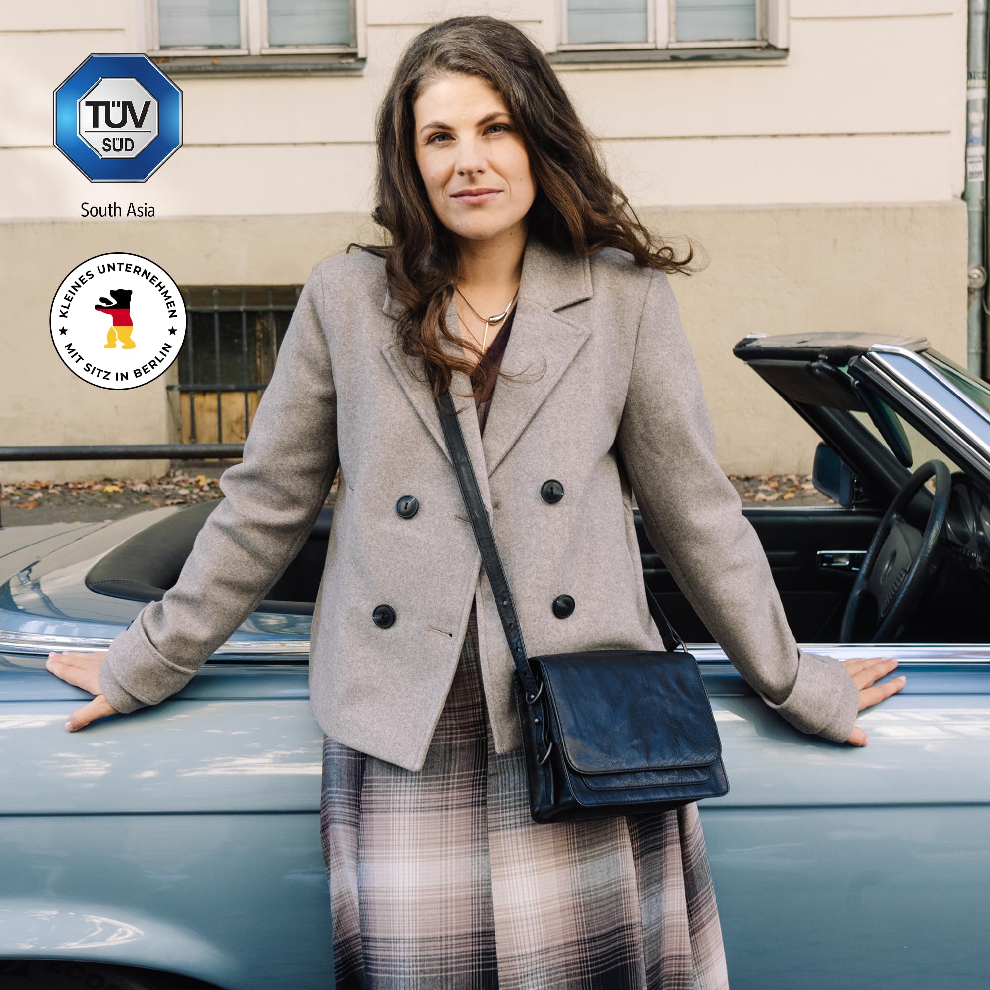 Berliner Bags Handtasche Maria Premium aus Leder für Damen - Schwarz