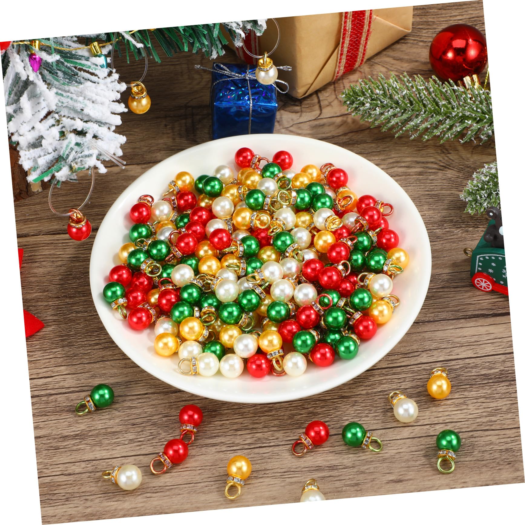 Alipis 200stücke Mini-weihnachtsbaumschmuck mit Kleinen Weihnachtskugeln Miniatur-Ornamente als Hängekugeln für Weihnachtsbaumdeko und Saisonale Partydekorationen