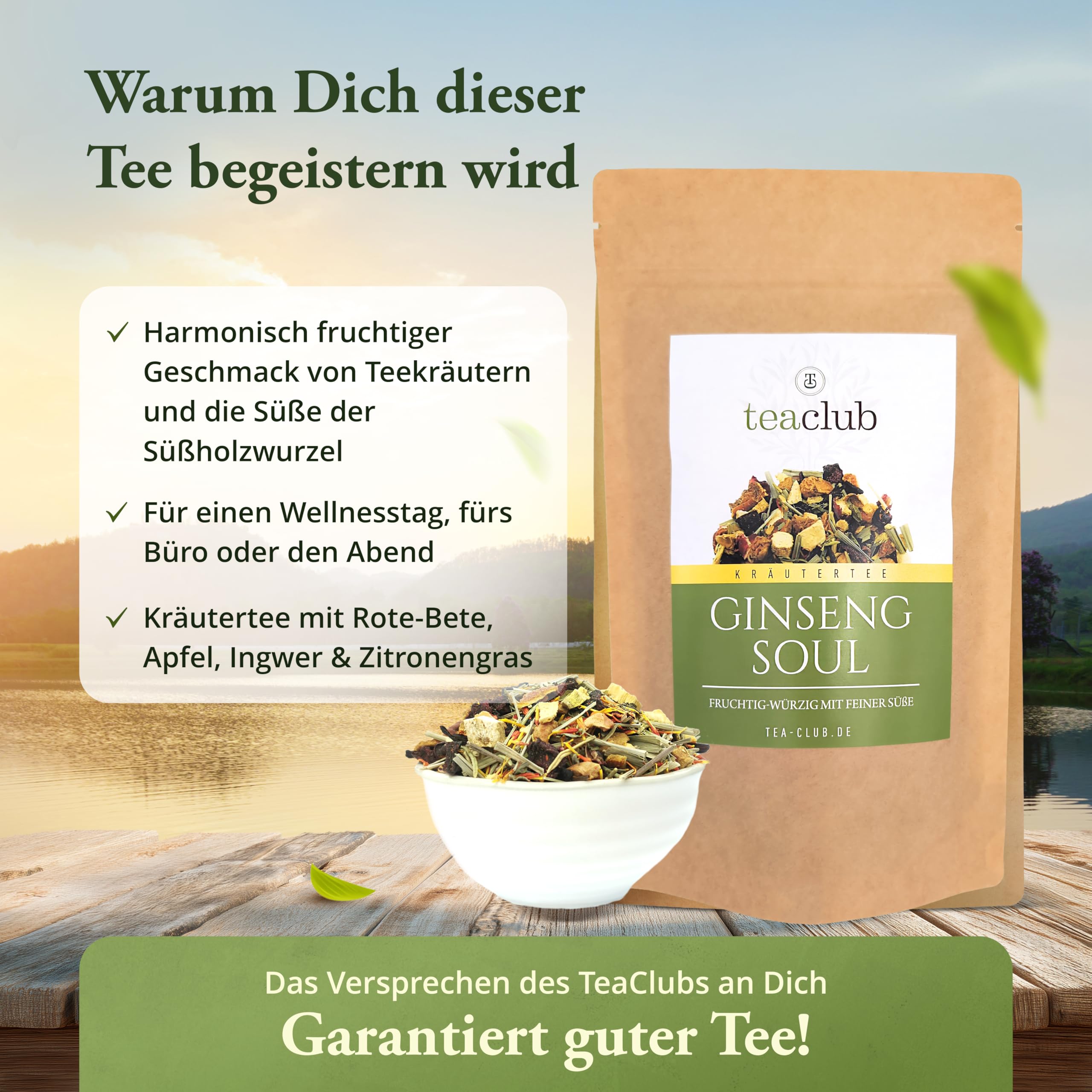 Herbata ziołowa luźna 500 g, owocowa mieszanka herbaty ziołowej z żeń-szeniem, imbirem, trawą cytrynową, burakami, korzeń lukrecji, TeaClub żeń-szeń Soul herbata ziołowa