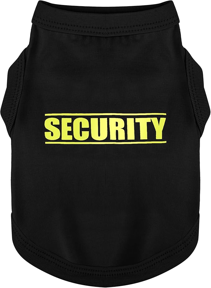 Discover Cozy Cotton Canine Wear: Soft, Lightweight, and Breathable Dog Shirt Vest with Eye-Catching Graphics(Security), Keeping Your Furry Friend Warm and Comfy! Black M