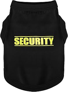 Discover Cozy Cotton Canine Wear: Soft, Lightweight, and Breathable Dog Shirt Vest with Eye-Catching Graphics(Security), Keeping Your Furry Friend Warm and Comfy! Black XS
