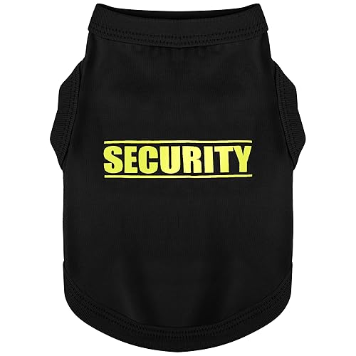Discover Cozy Cotton Canine Wear: Soft, Lightweight, and Breathable Dog Shirt Vest with Eye-Catching Graphics(Security), Keeping Your Furry Friend Warm and Comfy! Black S