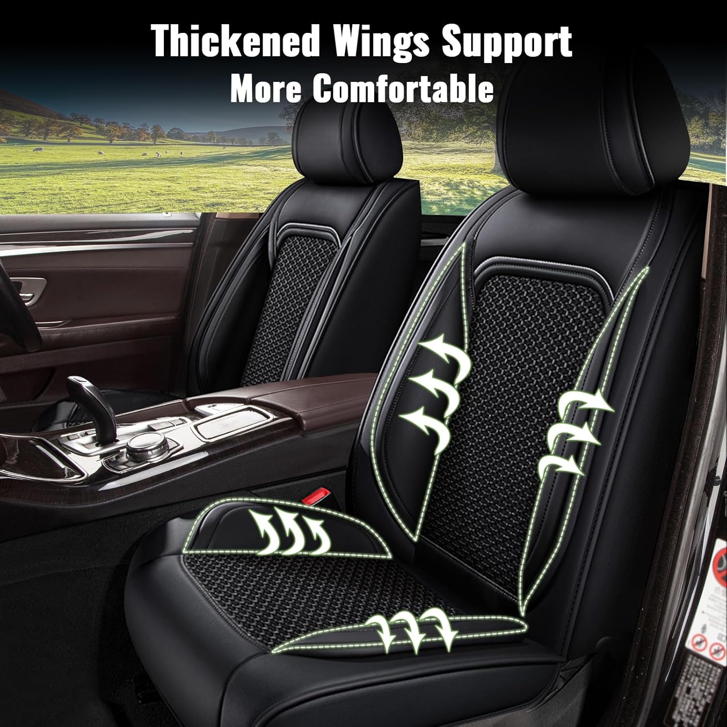 Full Set Car Seat Covers for Toyota RAV4 2013-2025 2026 RAV4 Hybrid - Breathable Cool Ice Silk Leather - 5 Seats - for Toyota RAV 4 Accessories - Black