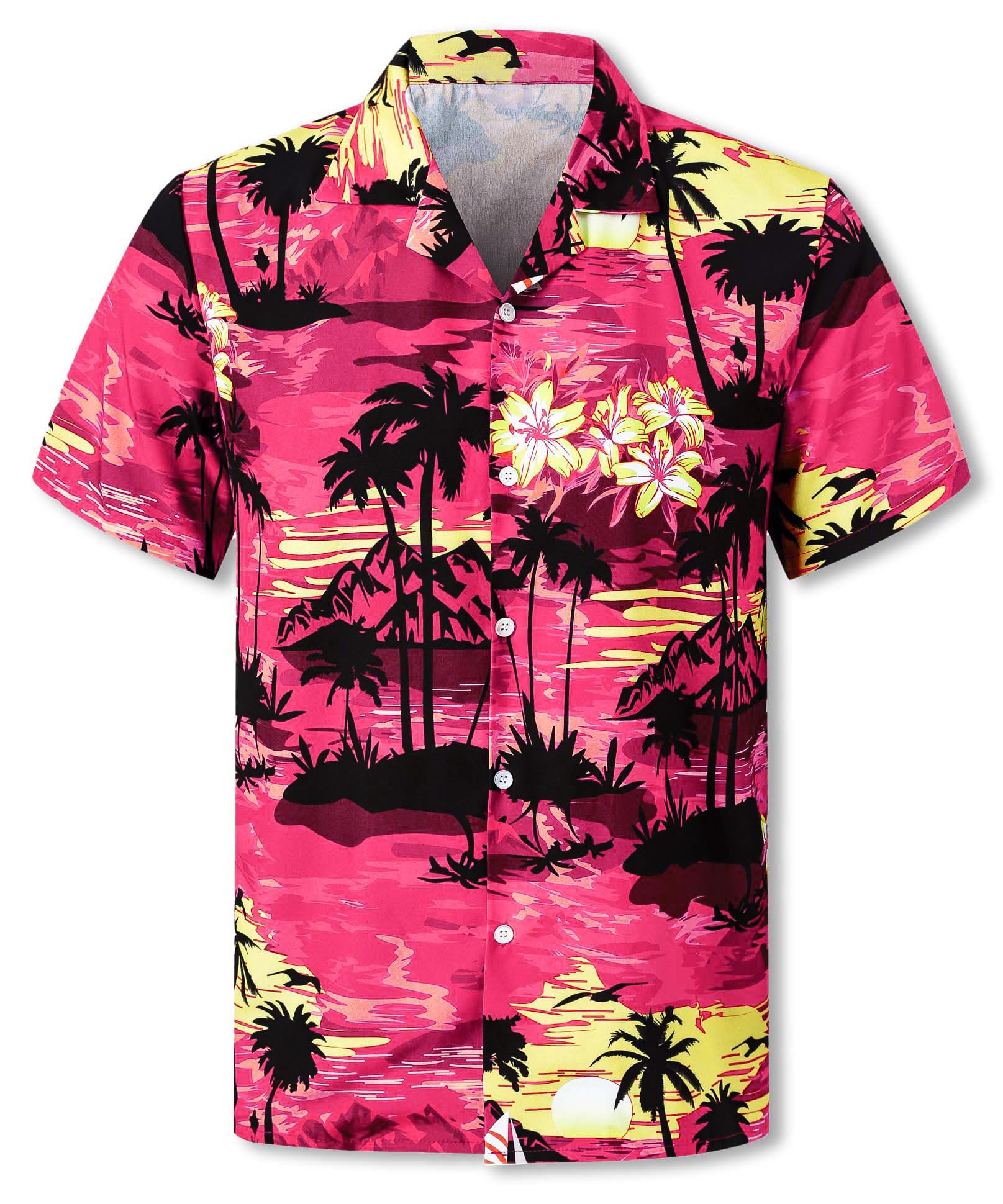 Cromoncent Hawaiian Shirt for Boy&amp;Men Short Sleeve Cuban Collar Tropical Holiday Summer Beach Shirts