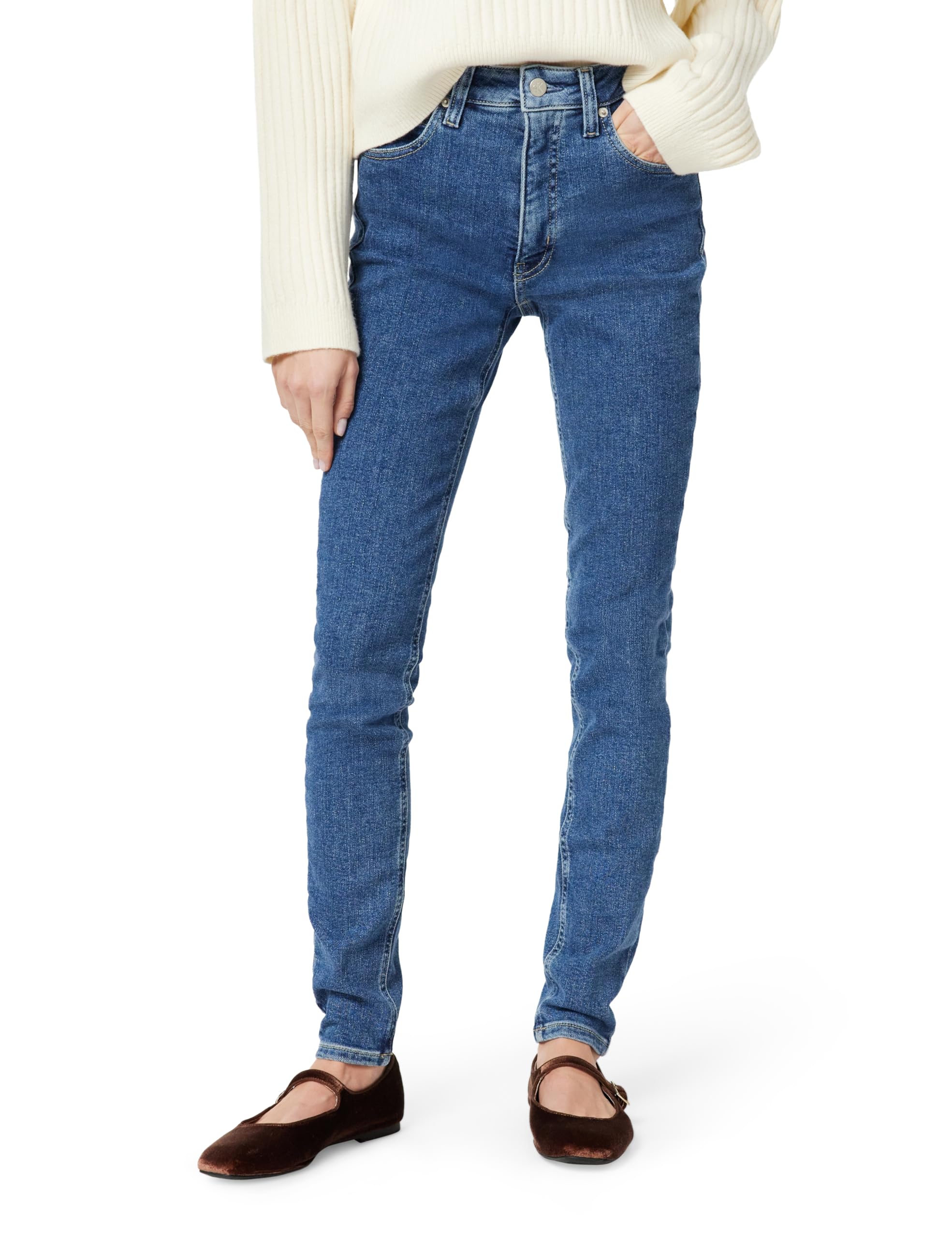 Calvin Klein Damen Jeans Hose High Rise Skinny Fit, Blau (Denim Medium), 29W/30L