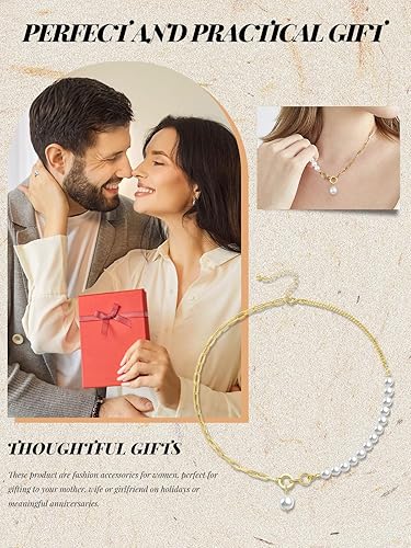 Miniatura 5 de Collar de cadena de perlas para mujer, joyería colgante chapada en oro y plata de moda