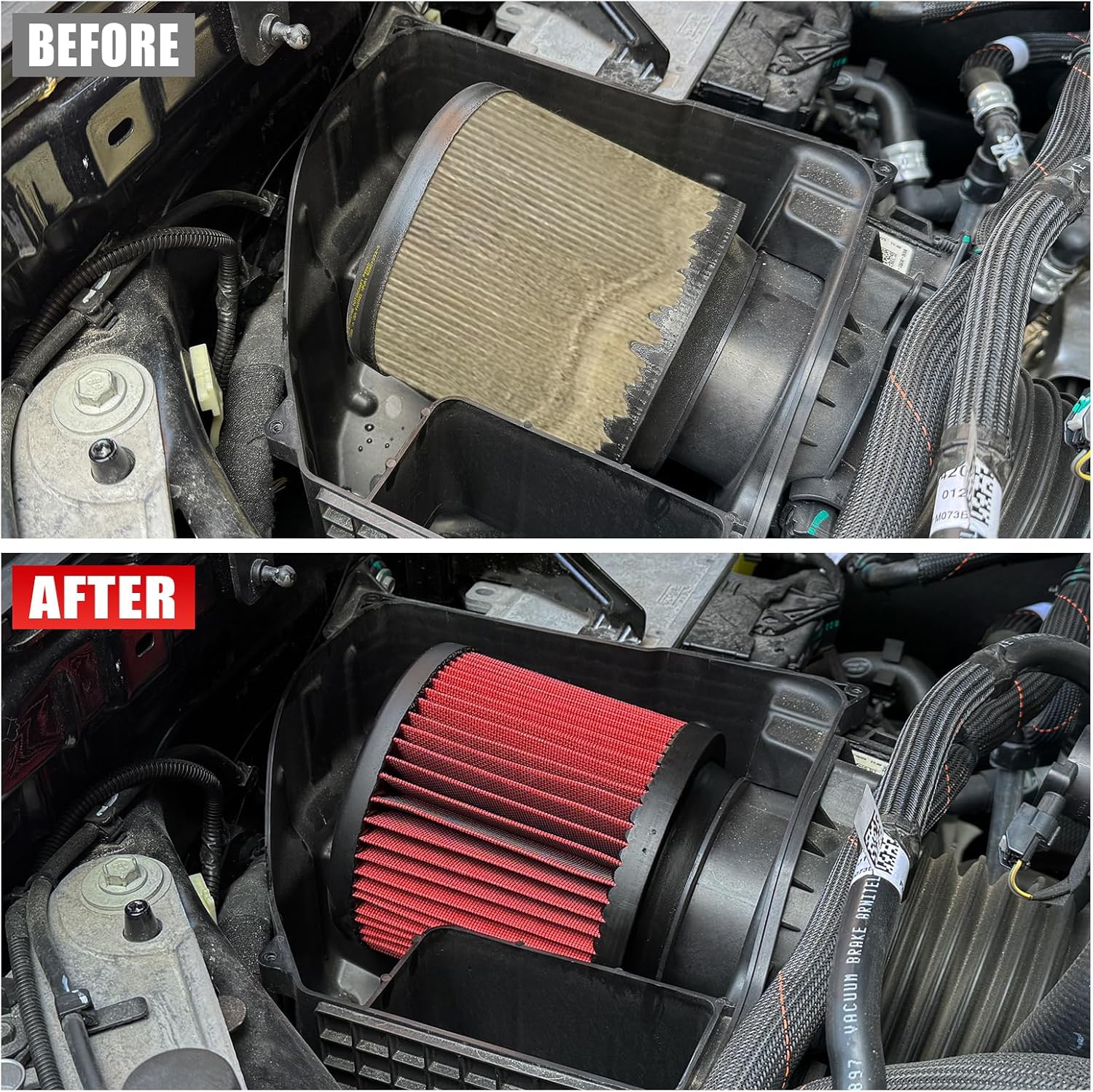 High-Flow Engine Air Filter Compatible with Ford Bronco 2021-2025 2.3L 2.7L Compatible with Ford Ranger 2024-2025 2.3L High Performance, Premium, Washable, E-0634