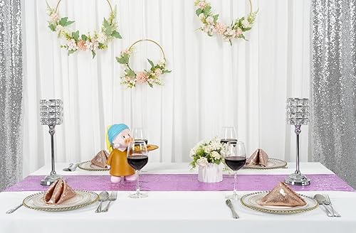 Miniatura 5 de Poise3EHome Camino de mesa de boda con lentejuelas brillantes para decoración de mesa de baby shower (12 x 108  2 piezas, lavanda)