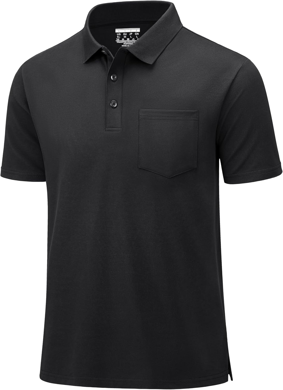 MAGCOMSEN Mens Polo Shirts with Pocket Cotton Pique Short Sleeve Collared Shirt Moisture Wicking Golf Shirts 3-Button Shirts