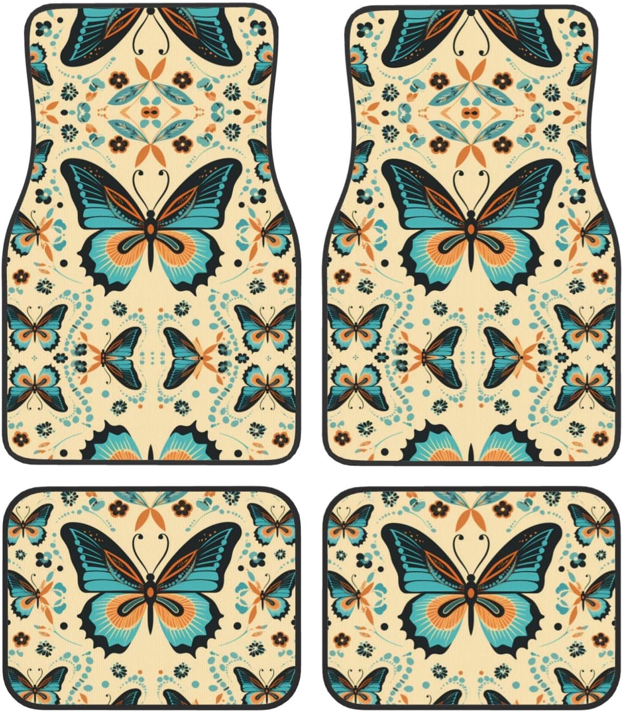 mass dance of butterflies Patterned car mats 4-piece set | For cars/SUVs/trucks | Firm fit without displacement