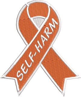 Self-Harm Orange Awareness Ribbon Series 3.5" Embroidered DIY Iron on or Sew-on Decorative Patch Badge Emblem Appliques