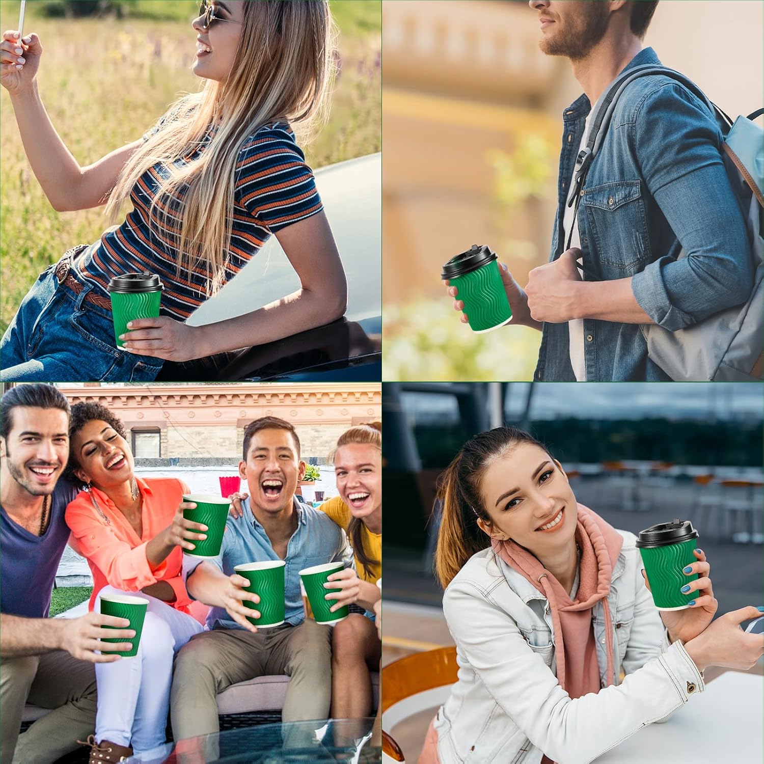 100 Count 8 oz Coffee Cups with Lids, Insulated Ripple Wall Paper Hot Coffee Cups for Hot Drinks - Image 7