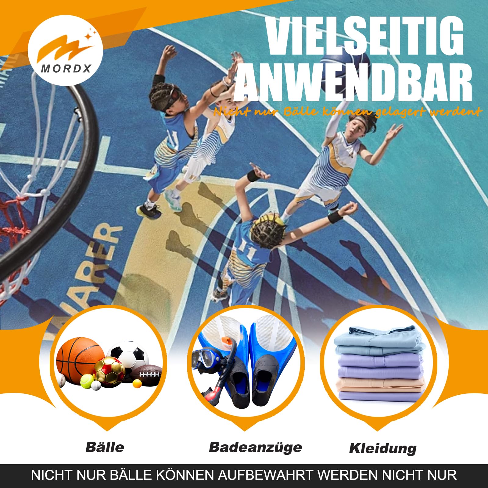 Bolsas de Malla de Baloncesto Plegable para Llevar Baloncesto, Voleibol, Fútbol y Tenis de Mesa, Negro
