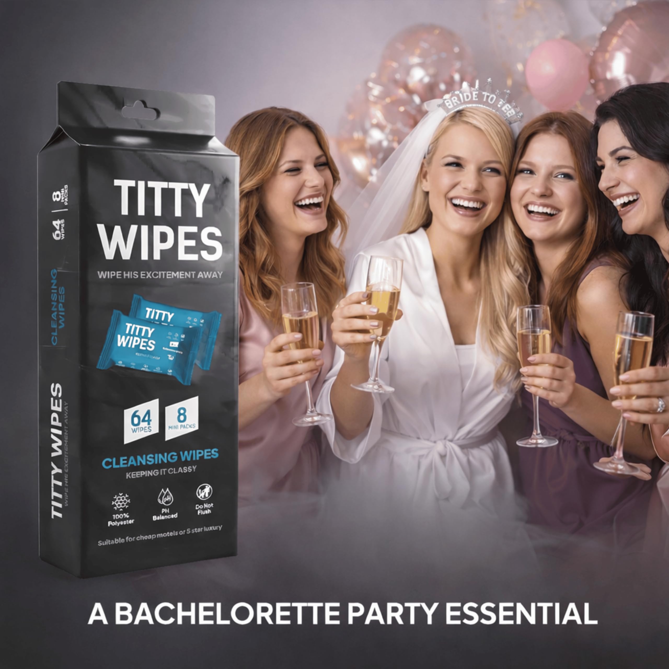Titty Wipes Gag Gifts For Girlfriend, Birthday Gifts for Women, Funny Women Gifts, Bridal Shower Gifts for Wife, Bachelorette Gifts for Bride, Women Birthday Gifts, Bride Gifts, 1 Pack-64 Wipes
