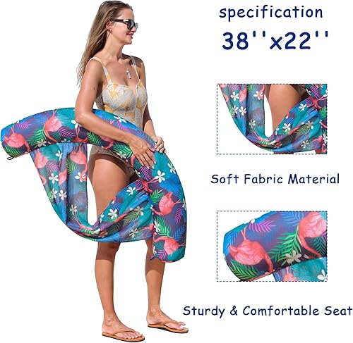 Vista 6 de FindUWill Inflatable Pool Floats Chairs, 2-Pack Comfortable Fabric Covered Pool Chairs with Sling, Stable Swimming Noodles Seats for Adults, Summer