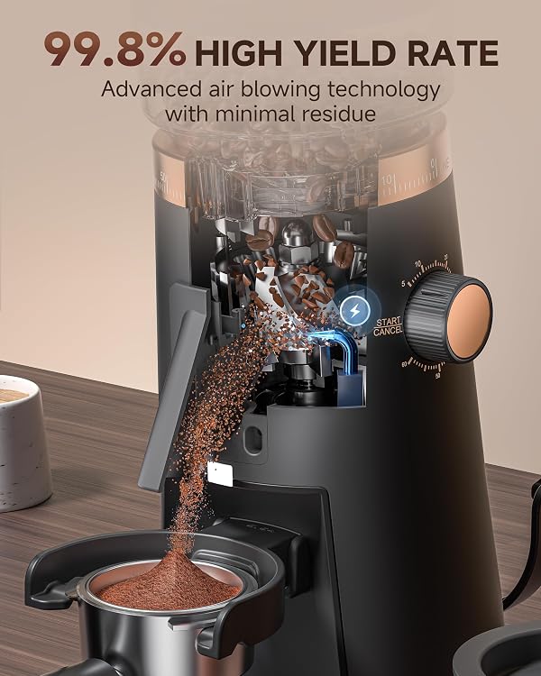 AMZCHEF Single Dose Coffee Grinder with 75 Settings & 40mm Burrs | Anti-Static Espresso Grinder for Home Use | Low Retention Magnetic Outlet | Quiet DC Motor | Vacuum Dosing Cup | LED Light by AMZCHEF - Image 4