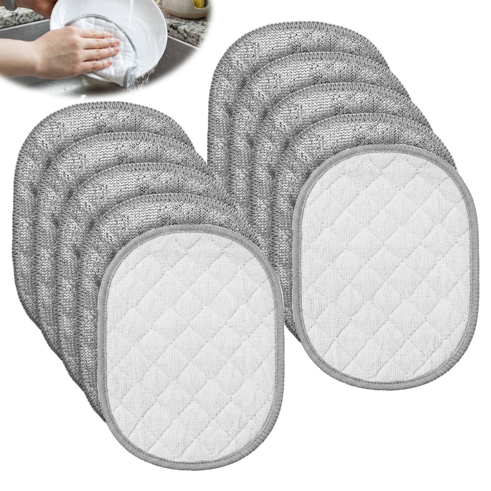 10 Pcs Silver Mesh Dish Cloths Multipurpose Wire Dishwashing Rags for Wet And Dry Double Side Non Scratch Wire Dishcloth Metal Scrubbing Pads for Cleaning Kitchen Dishes Sinks
