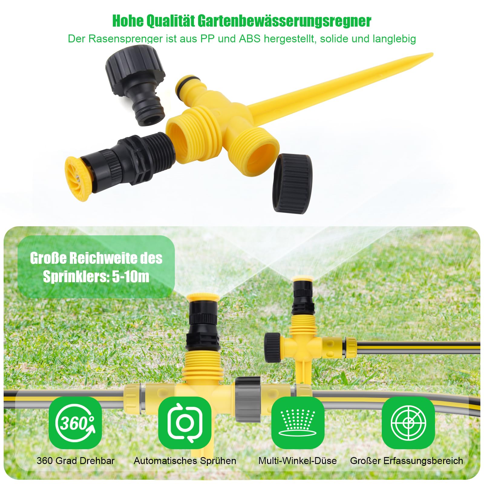 Lot De 4 Arroseurs Automatiques 360° Avec Piquet - Système D'Irrigation Réglable Pour Jardin Et Pelouse