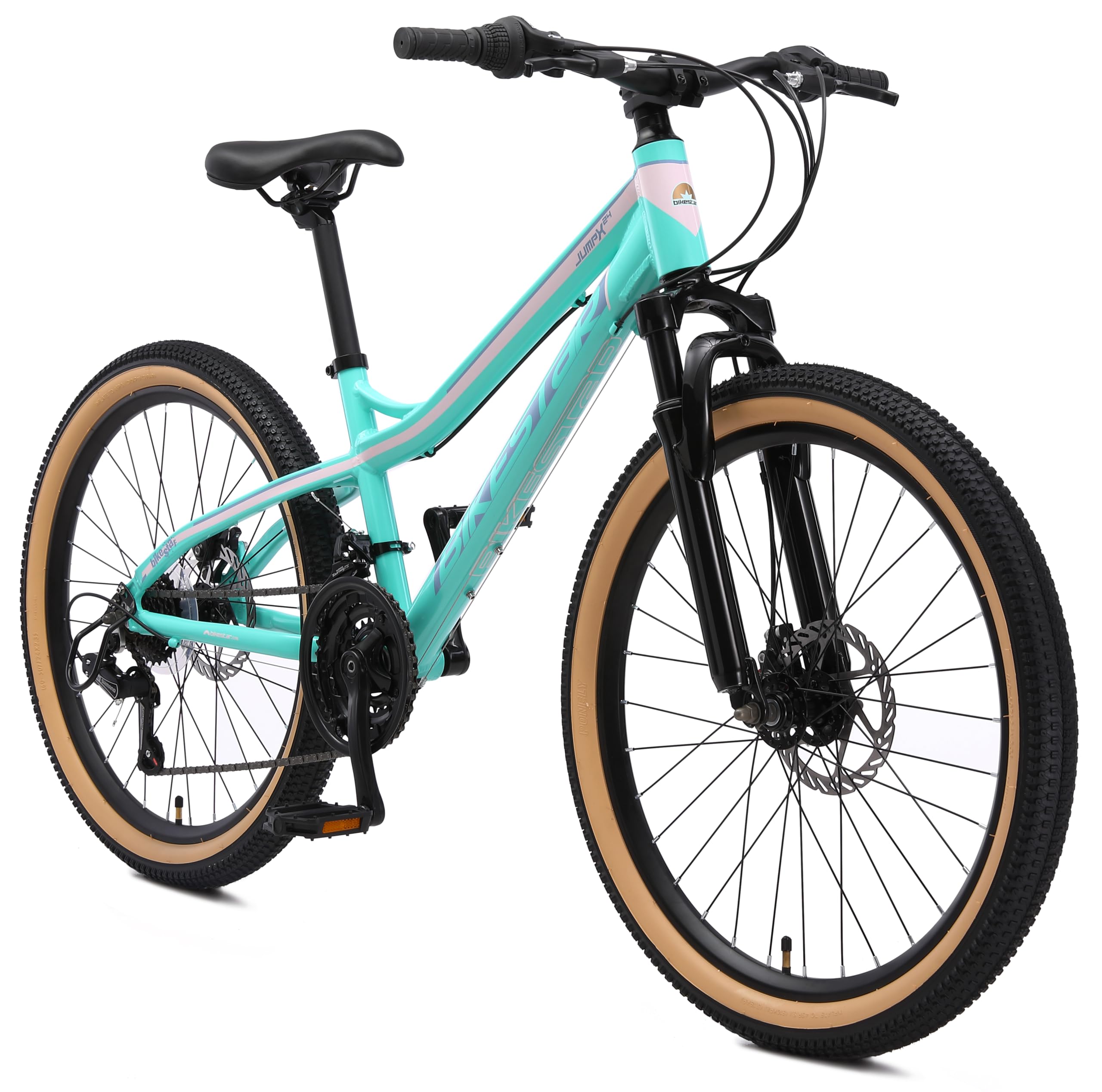 BIKESTAR Alu Mountainbike Jugendfahrrad 24 Zoll ab 9-14 Jahre Hardtail | 21 Gang Shimano Schaltung, Scheibenbremse, Federgabel | Kinder Fahrrad | Risikofrei Testen