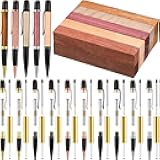 Colarr 10 Set Pen Making Kit Include 10 Woodturning Pen Kit 10 Exotic Wood Pen Blanks Twist Ballpoint Pen Kit with Refill Copper Pen Turning Supplies for DIY Pen Making Classroom Teacher Student Gift
